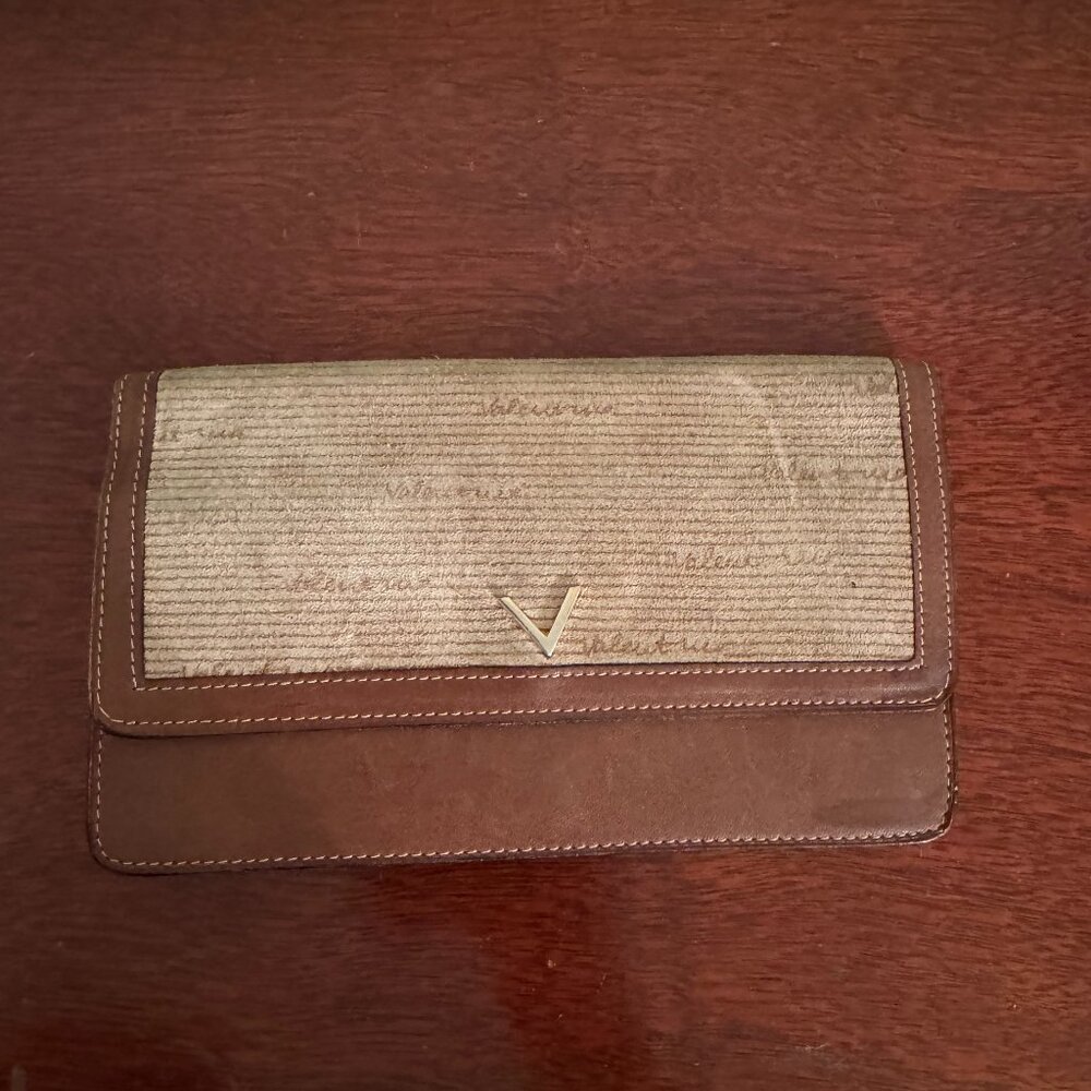 Authentic Valentino Garavani Sport Striped Canvas & Leather Wallet